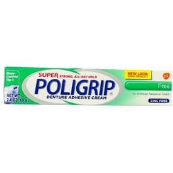 Super Poligrip Zinc Free Denture Adhesive Cream 2.4oz 