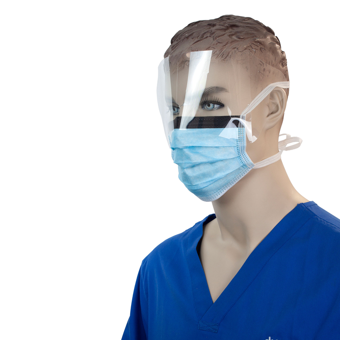 Surgical Face Mask w/ Ties & Plastic Shield 50/Pkg (Dynarex) Surgical Face Mask w/ Ties & Plastic Shield 50/Pkg (Dynarex)