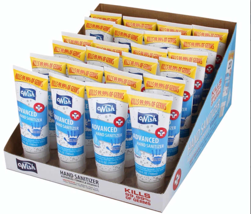Wish Hand Sanitizer Pocket Size 3.38oz Tube with Vitamin E (24 PACK) Wish Hand Sanitizer Pocket Size 3.38oz Tube with Vitamin E (24 PACK)