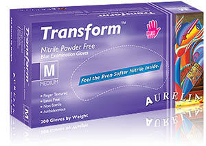 Aurelia Transform BLUE Nitrile Powder Free Exam Glove 200/box Aurelia Transform BLUE Nitrile Powder Free Exam Glove 200/box