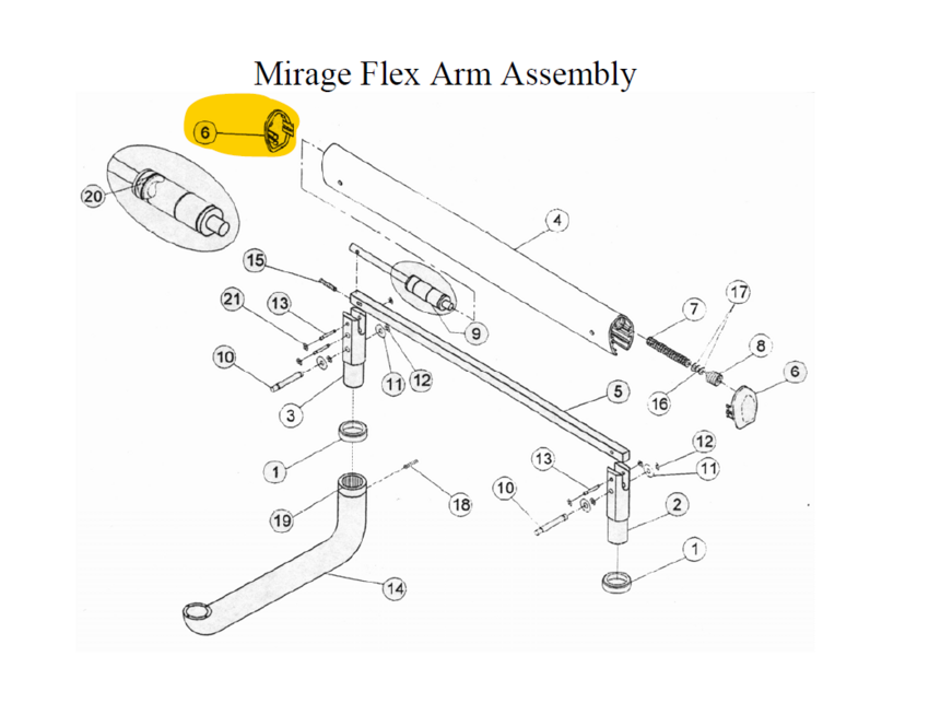 TPC Mirage Unit End Cap, Flex Arm