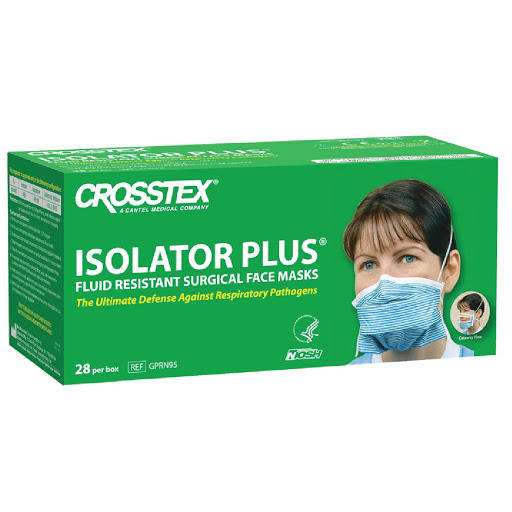 Isolator Plus N95 Particulate Respirator Mask Blue with White Stripes 28/box Isolator Plus N95 Particulate Respirator Mask Blue with White Stripes 28/box