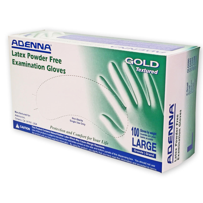 Gloves Gold Latex Exam Gloves Powder-Free (Adenna) Gloves Gold Latex Exam Gloves Powder-Free (Adenna)