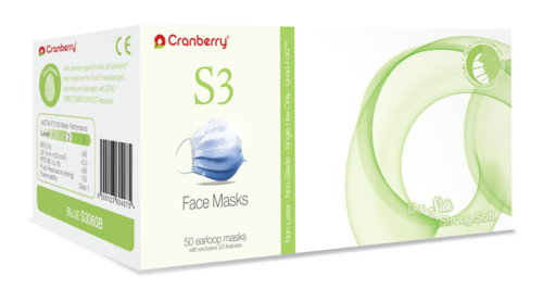 S3 Mask Premium Cranberry Blue (50) S3 Mask Premium Cranberry Blue (50)