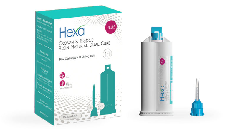 Crown & Bridge Material 1:1 Ratio 50ml, 1 Cartridge + 10 Mixing Tips (Hexa Dental) Crown & Bridge Material 1:1 Ratio 50ml, 1 Cartridge + 10 Mixing Tips (Hexa Dental)