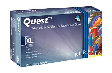 Aurelia Quest WHITE Nitrile Powder Free Exam Glove 100/box Aurelia Quest WHITE Nitrile Powder Free Exam Glove 100/box