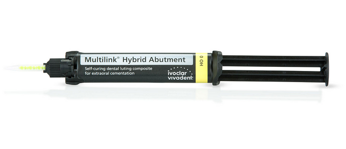 Multilink Hybrid Abutment Cement Refills, 9 g Automix Syringe with Mixing Tips, Shade HO 0 (Ivoclar) Multilink Hybrid Abutment Cement Refills, 9 g Automix Syringe with Mixing Tips, Shade HO 0 (Ivoclar)