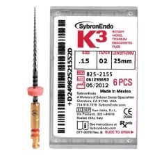 K3 Nickel Titanium Endodontic Files 25mm .04, 6/Pkg (SybronEndo)